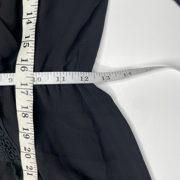 Astr Black Sheer Long Sleeve Floral Crochet Pleated Shorts Romper Boho Sz Med - Picture 8 of 13